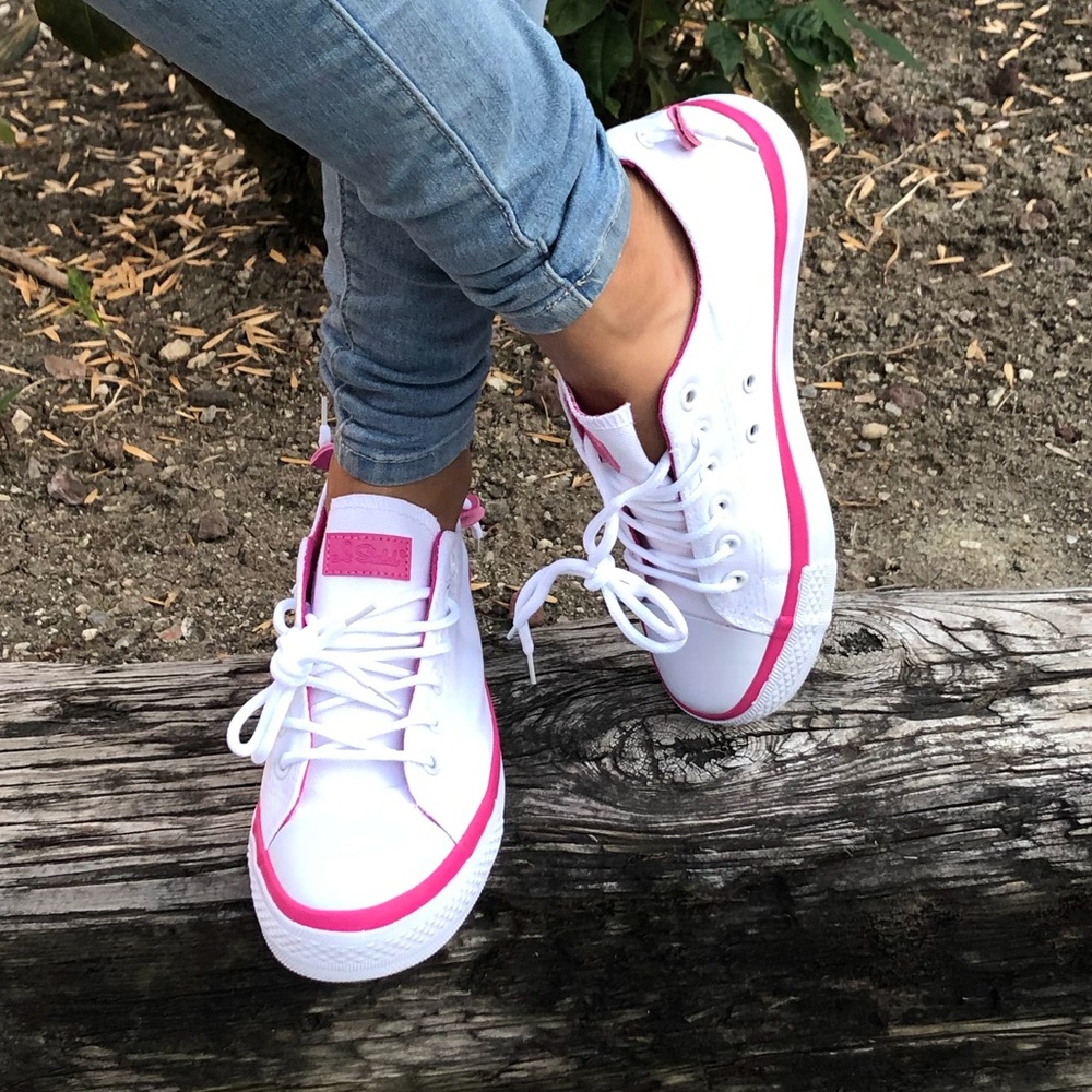 White and Pink  Women Sneakers - Picture 3 of 5